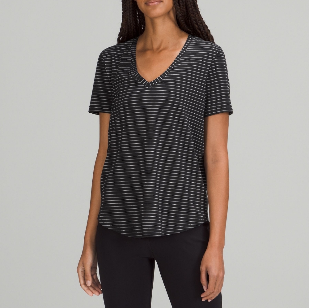 Lululemon Stripped V - Neck T - Shirt